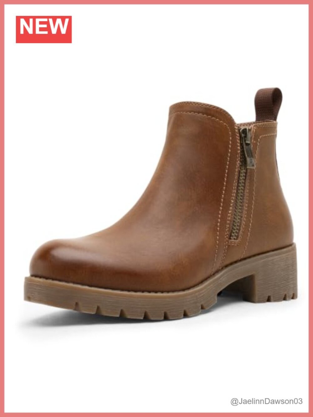 Faux Leather Round Toe Ankle Boots Side Zip Low Block Heel Booties
